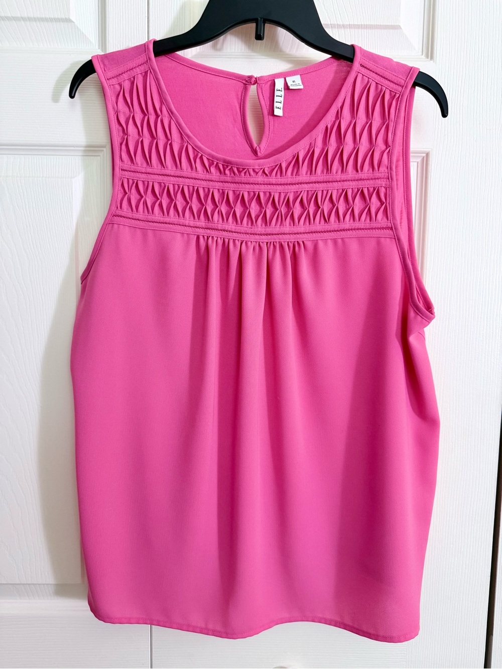 Elle Bright Pink Sleeveless Smocked Yoke Camisole